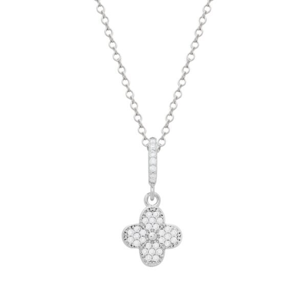 Conjunto Prateado de Trevo Cravejado de Zircônia - Image 4